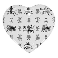 Black And White Ethnic Design Print Ornament (heart) by dflcprintsclothing