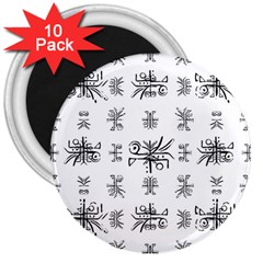 Black And White Ethnic Design Print 3  Magnets (10 Pack)  by dflcprintsclothing