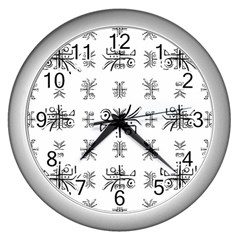 Black And White Ethnic Design Print Wall Clock (silver)