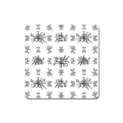 Black And White Ethnic Design Print Square Magnet by dflcprintsclothing