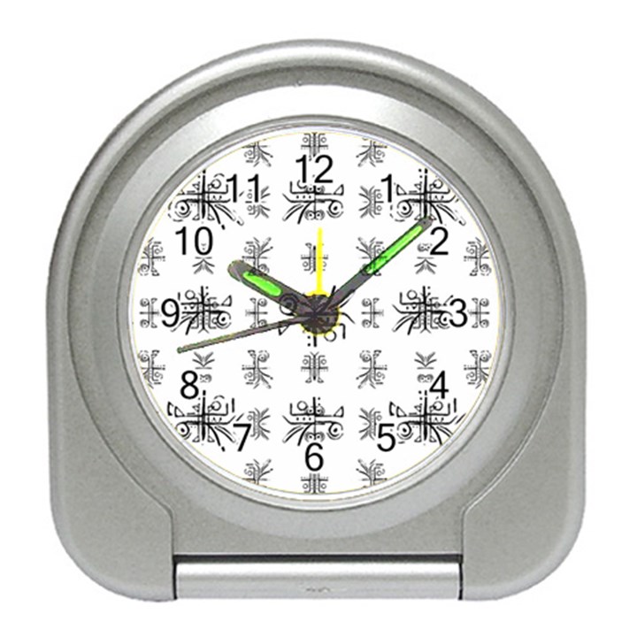 Black And White Ethnic Design Print Travel Alarm Clock