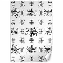 Black And White Ethnic Design Print Canvas 12  X 18 