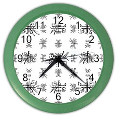 Black And White Ethnic Design Print Color Wall Clock by dflcprintsclothing