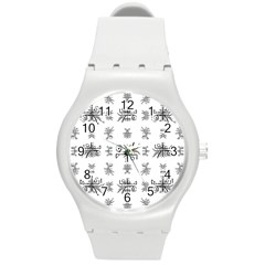 Black And White Ethnic Design Print Round Plastic Sport Watch (m)