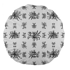 Black And White Ethnic Design Print Large 18  Premium Round Cushions by dflcprintsclothing