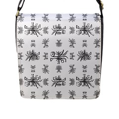 Black And White Ethnic Design Print Flap Closure Messenger Bag (l) by dflcprintsclothing