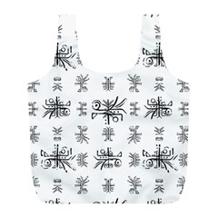 Black And White Ethnic Design Print Full Print Recycle Bag (l) by dflcprintsclothing