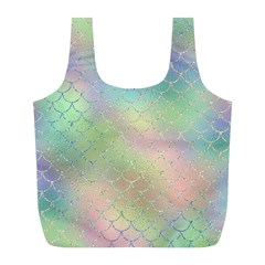 Pastel Mermaid Sparkles Full Print Recycle Bag (l) by retrotoomoderndesigns