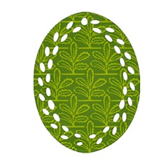 Oak Tree Nature Ongoing Pattern Oval Filigree Ornament (two Sides) by Mariart