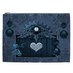 Elegant Heart With Steampunk Elements Cosmetic Bag (xxl) by FantasyWorld7