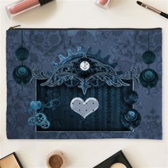 Elegant Heart With Steampunk Elements Cosmetic Bag (xxxl) by FantasyWorld7