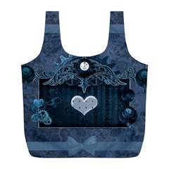 Elegant Heart With Steampunk Elements Full Print Recycle Bag (l) by FantasyWorld7