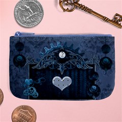 Elegant Heart With Steampunk Elements Large Coin Purse by FantasyWorld7