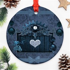 Elegant Heart With Steampunk Elements Ornament (round) by FantasyWorld7