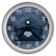 Elegant Heart With Steampunk Elements Wall Clock (silver) by FantasyWorld7