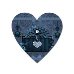 Elegant Heart With Steampunk Elements Heart Magnet by FantasyWorld7