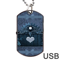 Elegant Heart With Steampunk Elements Dog Tag Usb Flash (two Sides) by FantasyWorld7