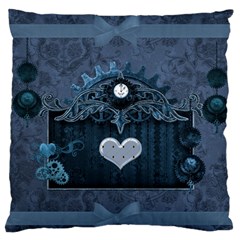 Elegant Heart With Steampunk Elements Large Cushion Case (one Side) by FantasyWorld7