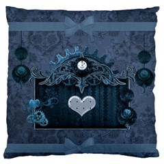 Elegant Heart With Steampunk Elements Large Flano Cushion Case (one Side) by FantasyWorld7