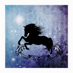 Wonderful Black Horse Silhouette On Vintage Background Medium Glasses Cloth by FantasyWorld7