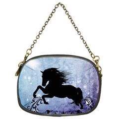 Wonderful Black Horse Silhouette On Vintage Background Chain Purse (two Sides) by FantasyWorld7