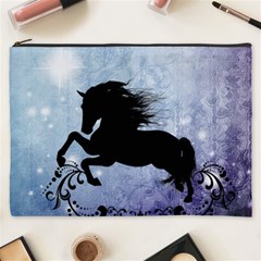 Wonderful Black Horse Silhouette On Vintage Background Cosmetic Bag (xxxl) by FantasyWorld7