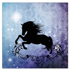 Wonderful Black Horse Silhouette On Vintage Background Large Satin Scarf (square) by FantasyWorld7