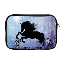 Wonderful Black Horse Silhouette On Vintage Background Apple Macbook Pro 17  Zipper Case by FantasyWorld7