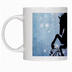 Wonderful Black Horse Silhouette On Vintage Background White Mugs by FantasyWorld7