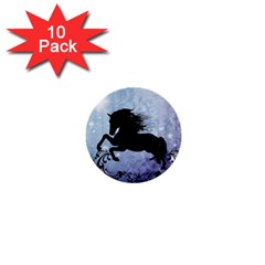 Wonderful Black Horse Silhouette On Vintage Background 1  Mini Buttons (10 Pack)  by FantasyWorld7