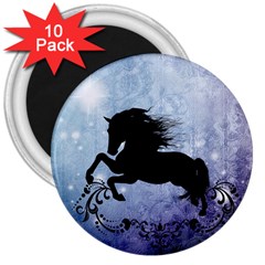 Wonderful Black Horse Silhouette On Vintage Background 3  Magnets (10 Pack)  by FantasyWorld7