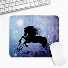 Wonderful Black Horse Silhouette On Vintage Background Large Mousepads by FantasyWorld7