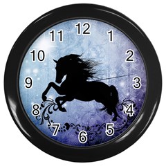 Wonderful Black Horse Silhouette On Vintage Background Wall Clock (black) by FantasyWorld7