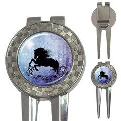 Wonderful Black Horse Silhouette On Vintage Background 3-in-1 Golf Divots by FantasyWorld7