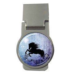 Wonderful Black Horse Silhouette On Vintage Background Money Clips (round)  by FantasyWorld7