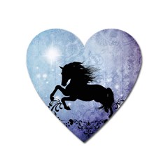 Wonderful Black Horse Silhouette On Vintage Background Heart Magnet by FantasyWorld7