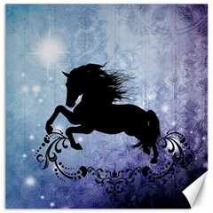 Wonderful Black Horse Silhouette On Vintage Background Canvas 12  X 12  by FantasyWorld7