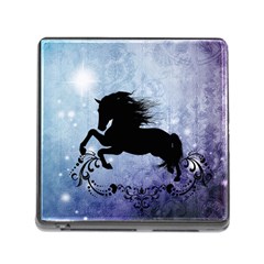 Wonderful Black Horse Silhouette On Vintage Background Memory Card Reader (square 5 Slot) by FantasyWorld7