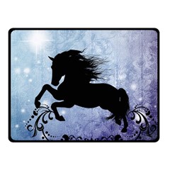 Wonderful Black Horse Silhouette On Vintage Background Fleece Blanket (small) by FantasyWorld7