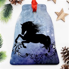 Wonderful Black Horse Silhouette On Vintage Background Bell Ornament (two Sides) by FantasyWorld7