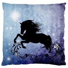 Wonderful Black Horse Silhouette On Vintage Background Large Cushion Case (one Side) by FantasyWorld7