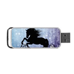 Wonderful Black Horse Silhouette On Vintage Background Portable Usb Flash (one Side) by FantasyWorld7