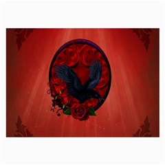 The Crow With Roses Large Glasses Cloth (2-side) by FantasyWorld7