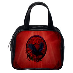 The Crow With Roses Classic Handbag (one Side) by FantasyWorld7