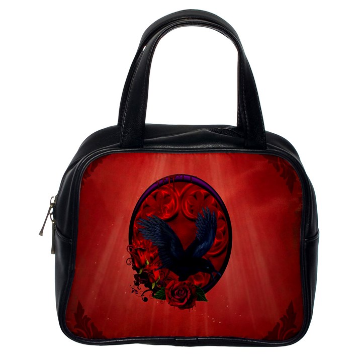 The Crow With Roses Classic Handbag (One Side)