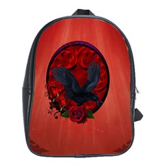 The Crow With Roses School Bag (xl) by FantasyWorld7