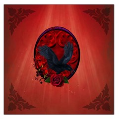 The Crow With Roses Large Satin Scarf (square) by FantasyWorld7