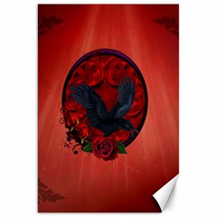 The Crow With Roses Canvas 20  X 30  by FantasyWorld7