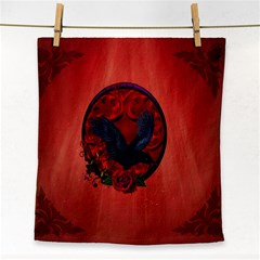 The Crow With Roses Face Towel by FantasyWorld7