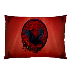 The Crow With Roses Pillow Case (two Sides) by FantasyWorld7